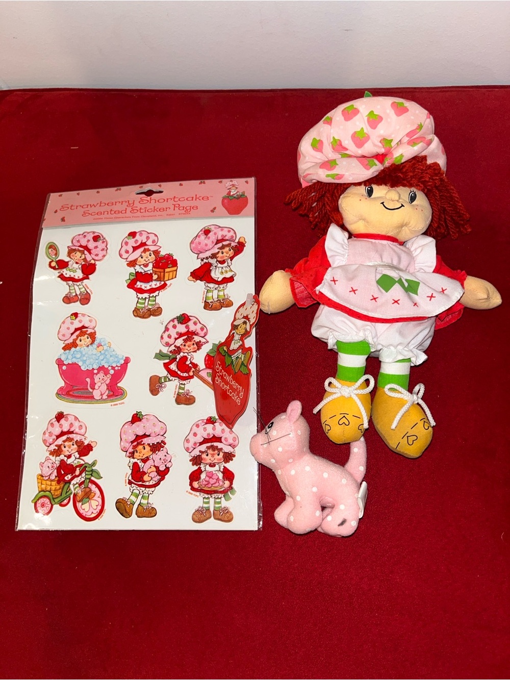 Vintage 2002 Strawberry Shortcake Doll Custard Cat Scented Stickers Y2K Lot